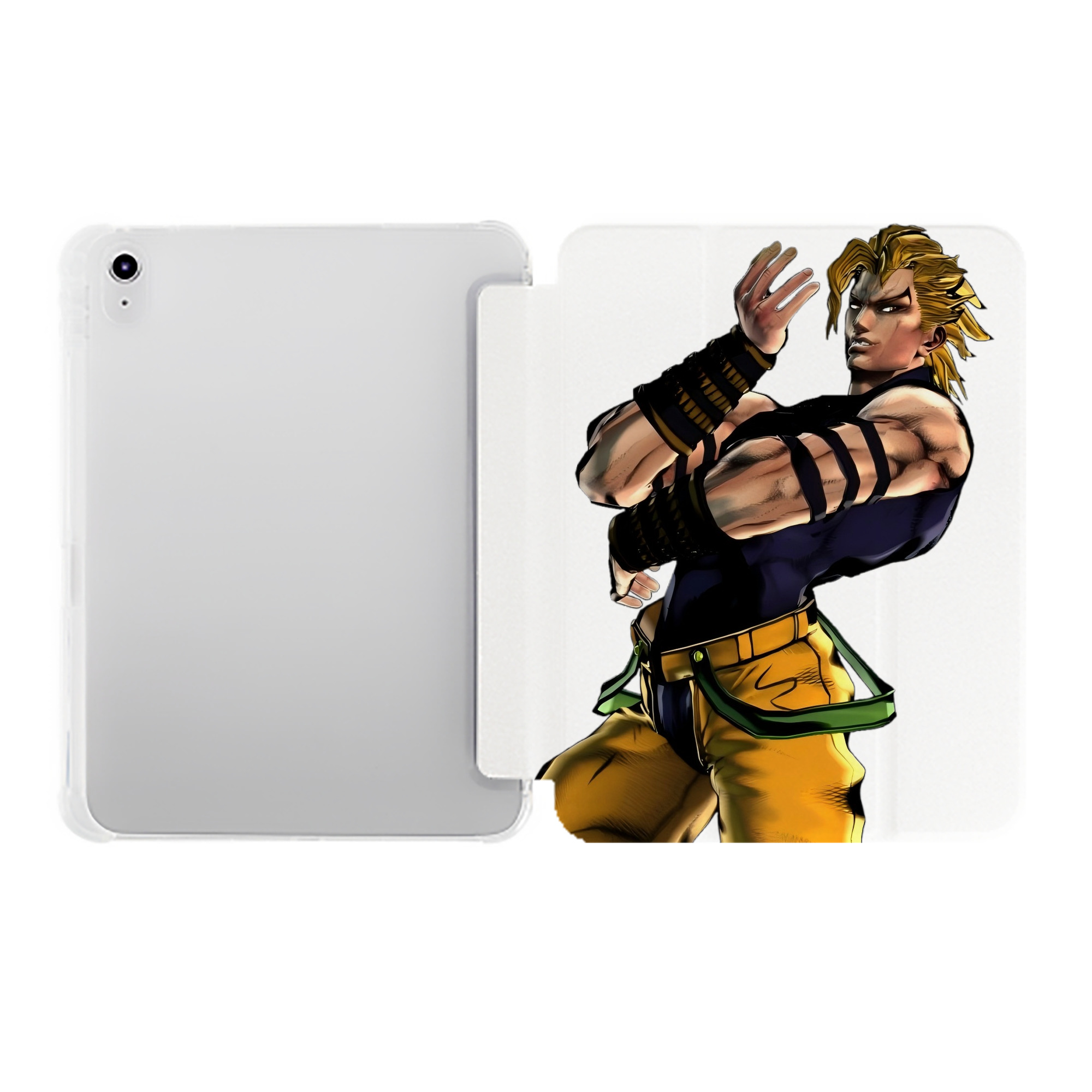 （画像用） ジョジョの奇妙な冒険 ディオ?ブランドー JoJo's Bizarre Adventure Dio Brando IPad ケース ペン収納付き 三つ折りスタンド PUレザー×シリコン 対応機種9.5/10.5/10.9インチ